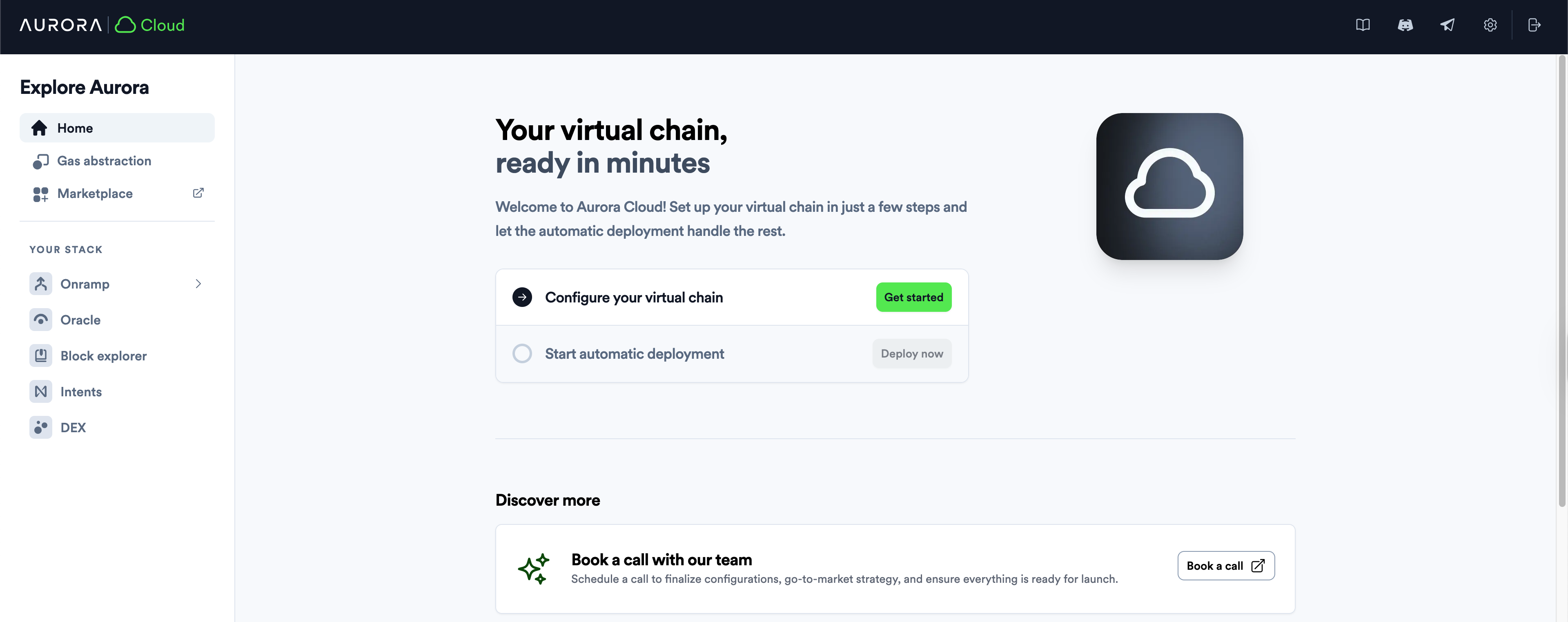 aurora cloud console chain configuration