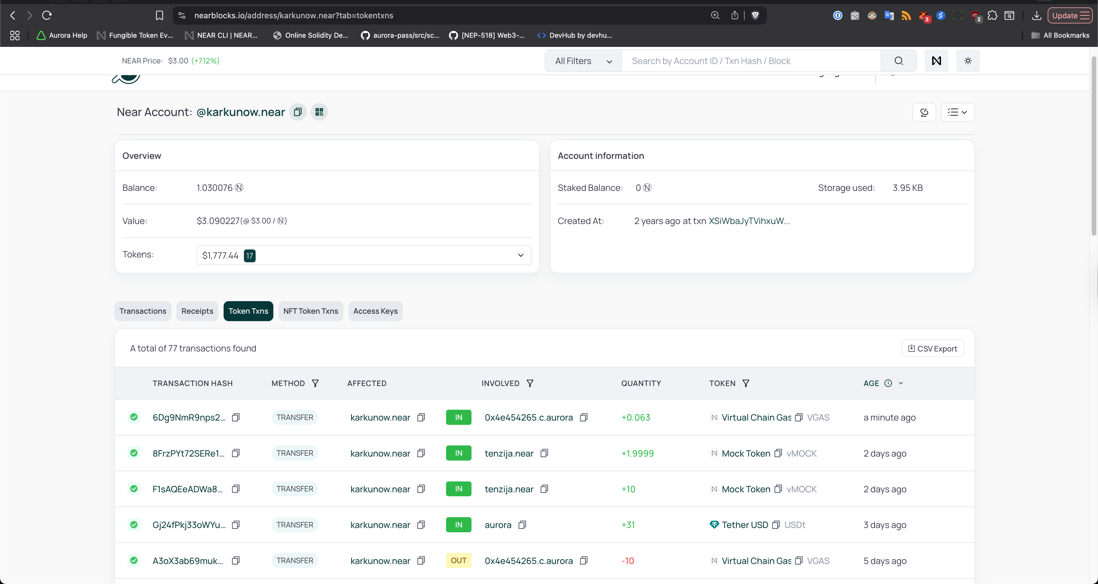 gas collection transaction on nearblocks