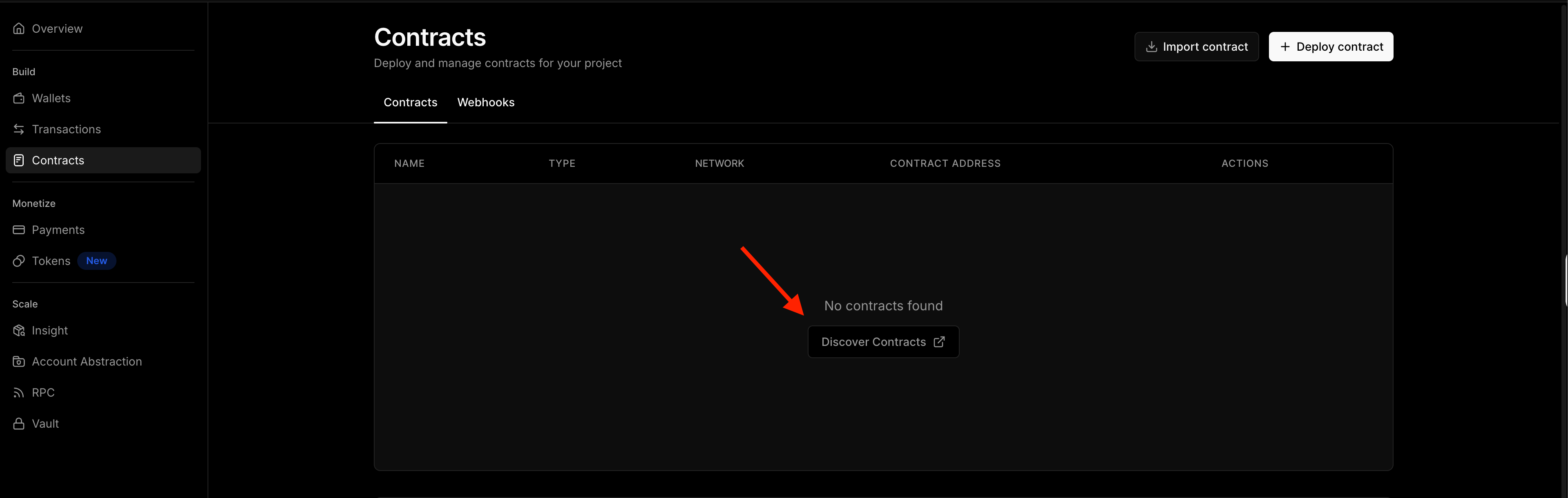 thirdweb contracts list