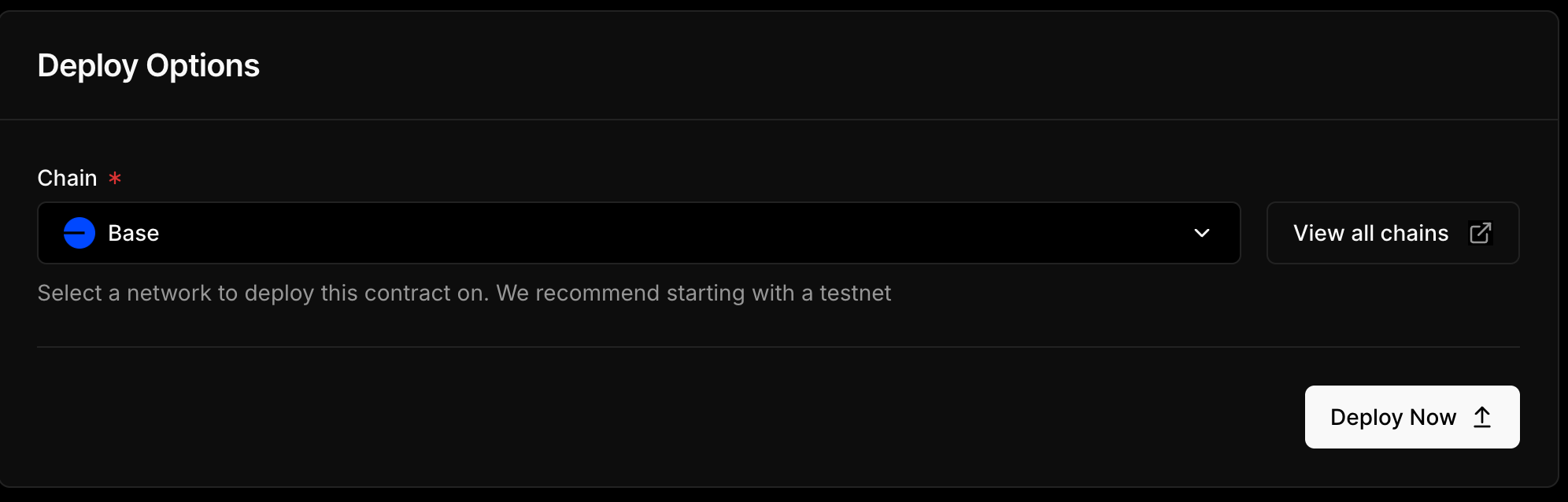 thirdweb token deploy network selection
